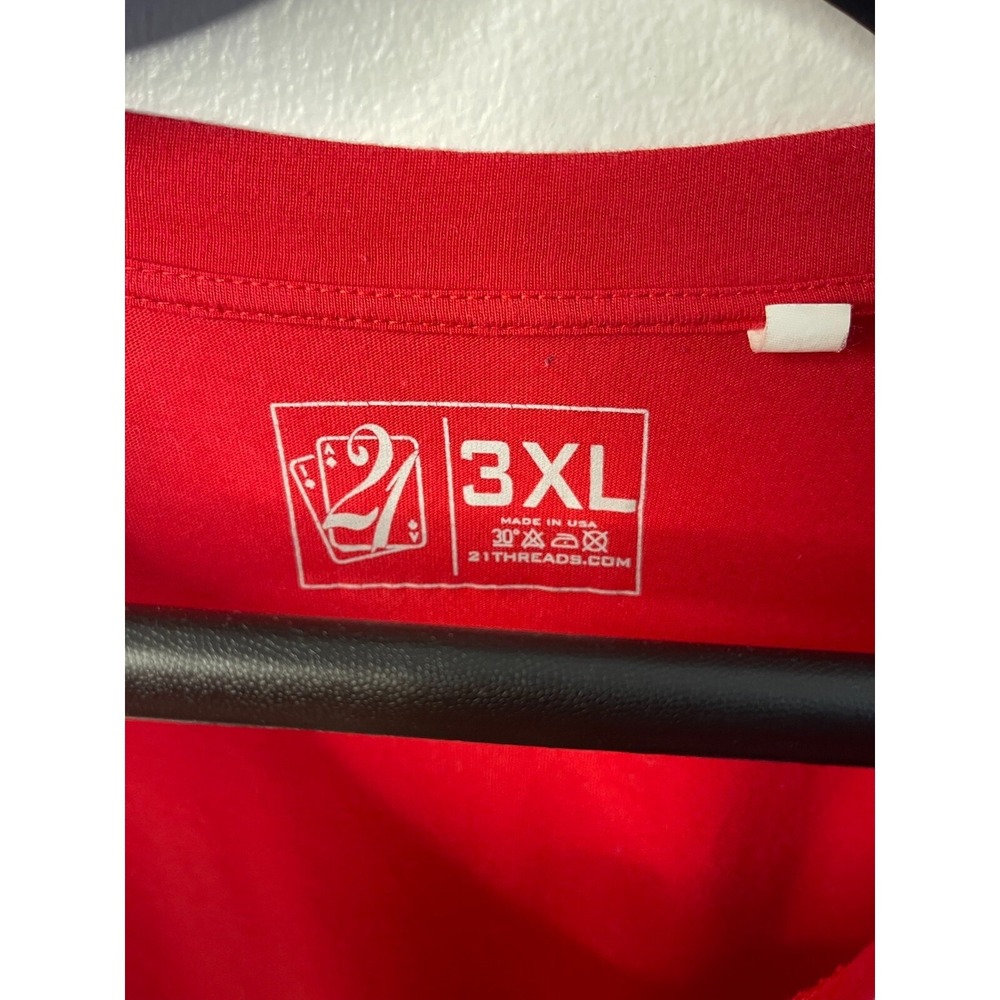 21 Threads Gangsta Wrapper Christmas Raglan Baseball Tee Red White 3XL Plus Size - Picture 3 of 6